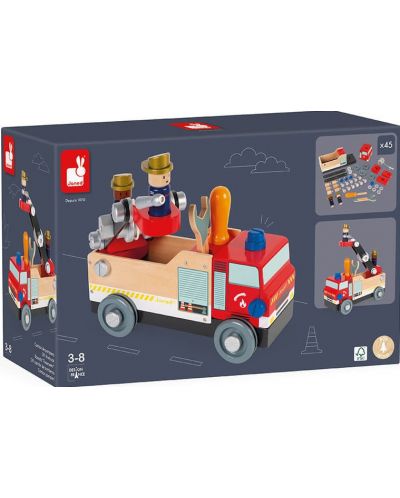 Детска играчка Janod - Направи пожарна кола, Diy - 1