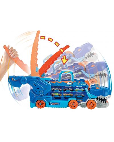 Детска играчка 2 в 1 Hot Wheels City - Автовоз T-Rex, с 2 колички - 5
