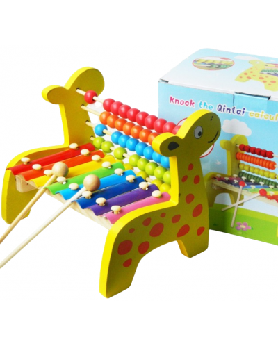 Детски дървен комплект Raya Toys - Ксилофон и сметало - 1