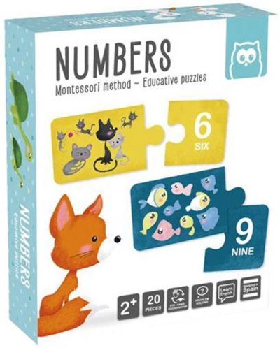 Детски пъзел Eurekakids - Montessori, Числа, 20 части - 1