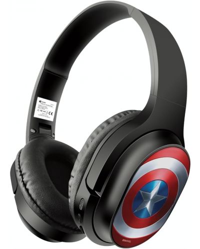 Детски слушалки ERT Group - Captain America, безжични, черни - 1