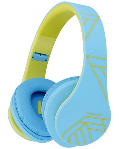 Детски слушалки PowerLocus - P2, безжични, сини/зелени - 1