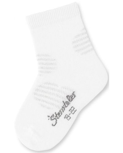 Детски чорапи Sterntaler - На сърца, 15/16 размер, 4-6 месеца, бели - 1