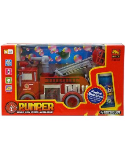 Детска играчка Raya Toys - Пожарна кола със сапунени балони - 1