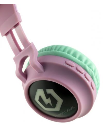 Детски слушалки PowerLocus - Buddy Ears, безжични, розови/зелени - 2