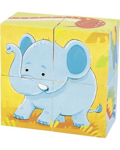 Детски дървени кубчета Goki – Диви животни - 1