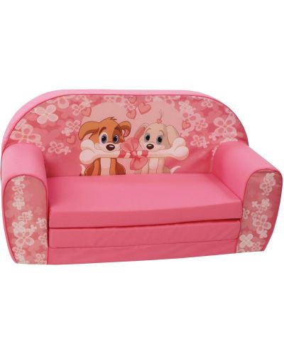 Детски двоен разтегателен диван Delta trade - Кученца, розов - 1