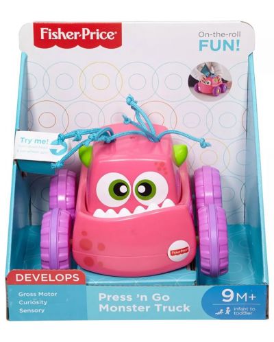 Детска играчка Fisher Price - Количка, Натисни и потегли, розова - 2