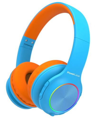 Детски слушалки PowerLocus - PLED, безжични, сини/оранжеви - 1