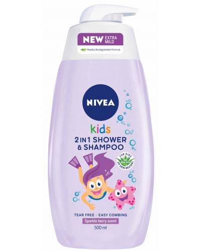 Nivea Kids Детски душ гел и шампоан, 2 в 1, 500 ml - 1