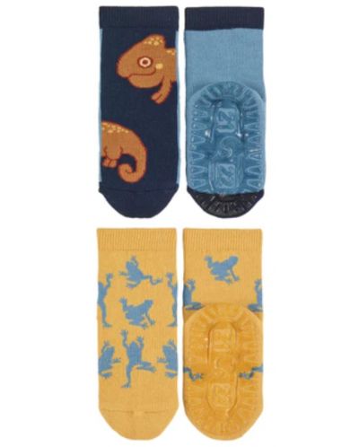 Чорапи със силиконова подметка Sterntaler - С хамелеон, 25/26 размер, 3-4 години, 2 чифта - 2