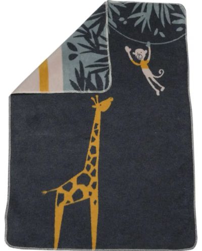 Детско одеяло David Fussenegger - Maja, 75 х 100 cm,  Жираф и маймунка, сиво - 2