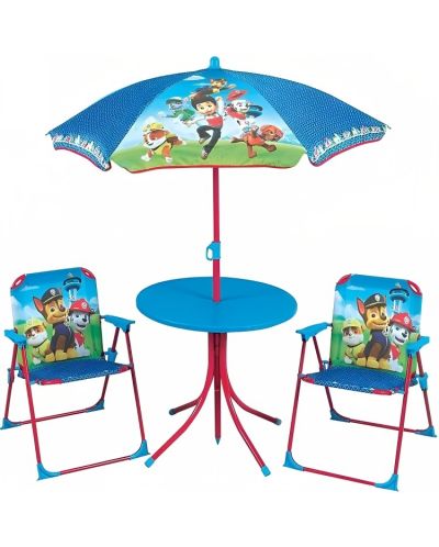 Детски градински комплект Fun House - Маса със столчета и чадър, Пес патрул - 1