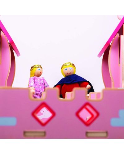 Детска дървена играчка Bigjigs - Замъкът на приказките, розов - 6