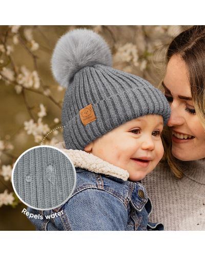 Детска зимна шапка KeaBabies - 6-36 месеца, сива, 2 броя - 6