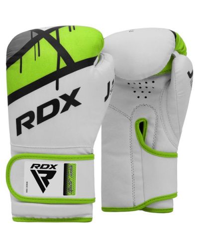 Детски боксови ръкавици RDX - J7, 6 oz, бели/зелени - 1