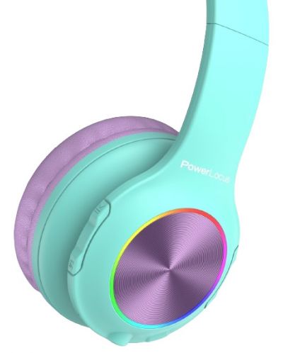 Детски слушалки PowerLocus - PLED, безжични, сини/лилави - 2