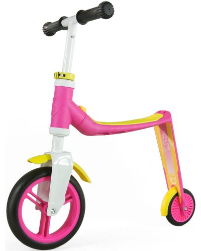 Детска тротинетка и колело за баланс Scoot & Ride - 2 в 1, розово и жълто  - 1