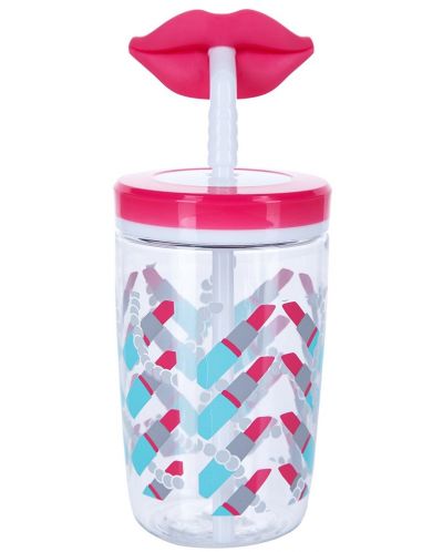Детска чаша със сламка Contigo - Cherry Blossom Lips, 470 ml - 1