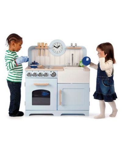 Детска дървена кухня Bigjigs - Синя - 2