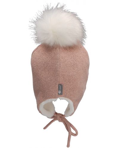 Детска зимна шапка с помпон Sterntaler - За момичета, 47 cm, 9-12 м, розова - 3