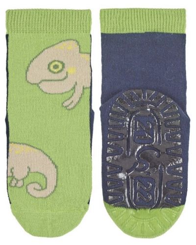 Детски чорапи със силиконова подметка Sterntaler - С хамелеон, 17/18, 6-12 месеца - 2