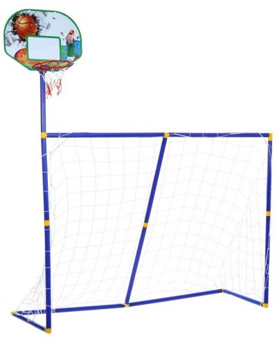 Детски комплект 2 в 1 GT - Баскетболен кош и футболна врата с топки - 1