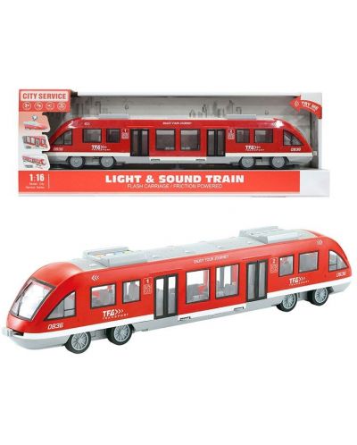 Детска играчка Ocie City Service - Влак метро, 1:16, червен - 1