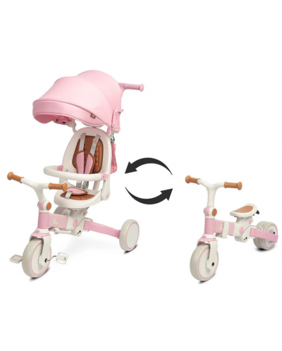 Детска триколка 2 в 1 Caretero Toyz - Faro, розова - 3