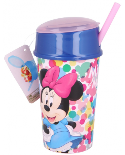 Детска чаша с капак и сламка Stor - Minnie Mouse, 400 ml - 1