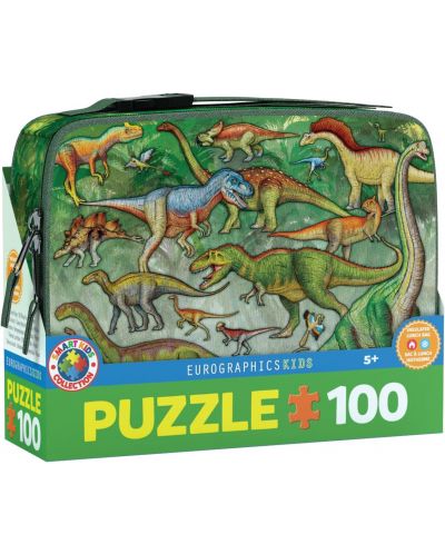 Детски пъзел Eurographics от 100 части - Кутия за обяд "Динозаври" - 1