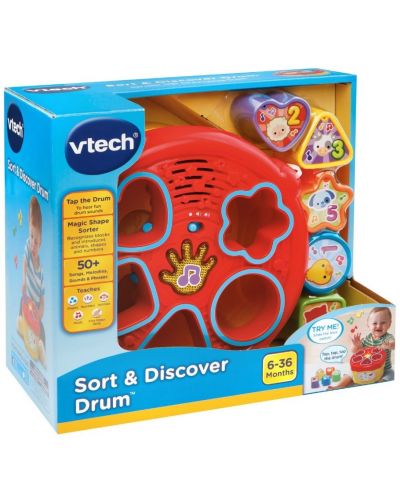 Детска играчка Vtech - Музикален барабан и сортер (на английски) - 1