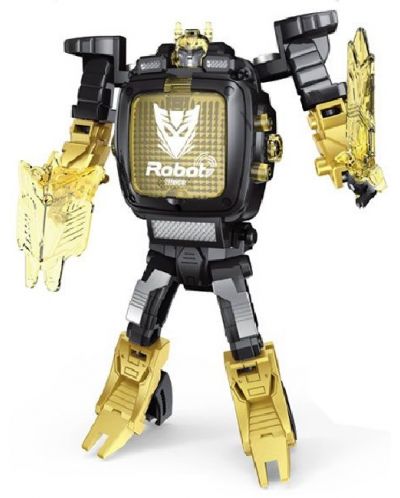 Детска играчка Raya Toys - Трансформиращ се робот-часовник, жълт - 1