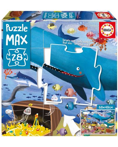 Детски пъзел Educa от 28 макси части - Животни под морето - 1