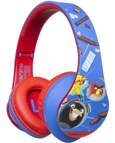 Детски слушалки PowerLocus - P2 Kids Angry Birds, безжични, сини/червени - 1
