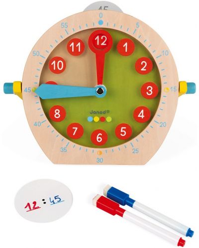 Детска играчка Janod - Дървен часовник Essentiel  - 4