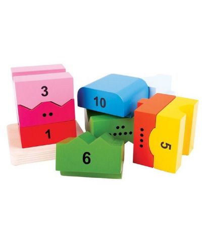 Детска дървена играчка Bigjigs - Кула с числа (от 1 до 10) - 2