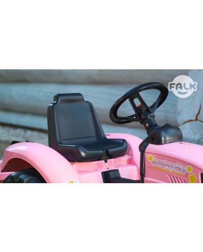 Детски трактор Falk - Country star, с ремарке и педали, розов - 3
