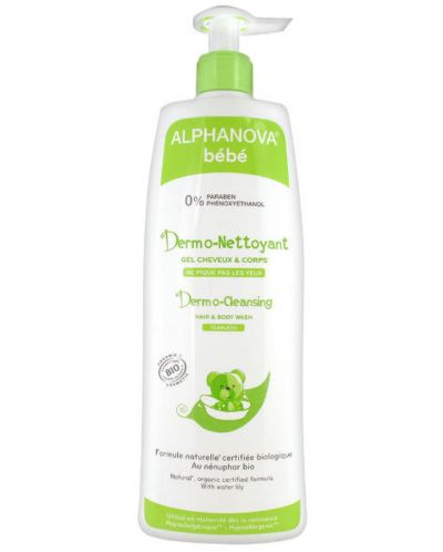 Дермопочистващ гел за бебета Alphanova Bebe - За коса и тяло, 500 ml - 1