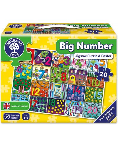 Детски пъзел Orchard Toys - Големи цифри, 20 части - 1