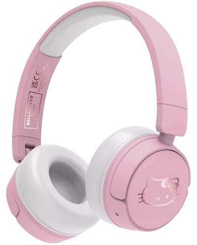 Детски слушалки OTL Technologies - Hello Kitty, безжични, розови - 1