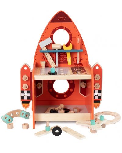 Детска дървена работилница Classic World - Ракета, с инструменти - 2