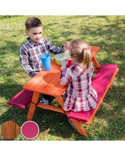 Детска дървена маса за пикник Ginger Home - С пейка и меки възглавници - 7