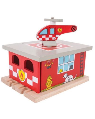 Детска дървена играчка Bigjigs - Пожарна станция - 4