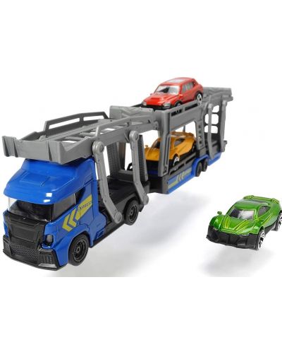 Детска играчка Dickie Toys -  Автовоз с три коли, червен - 3