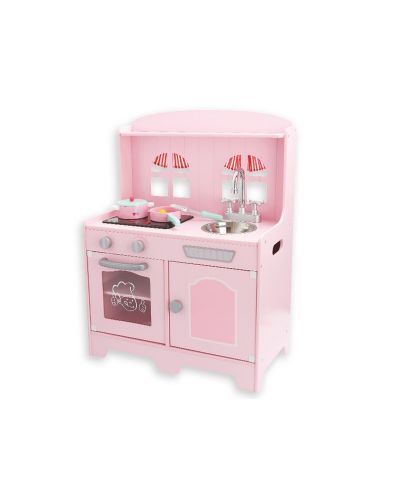 Детска дървена кухня Andreu Toys - Розова, с аксесоари и звук - 1