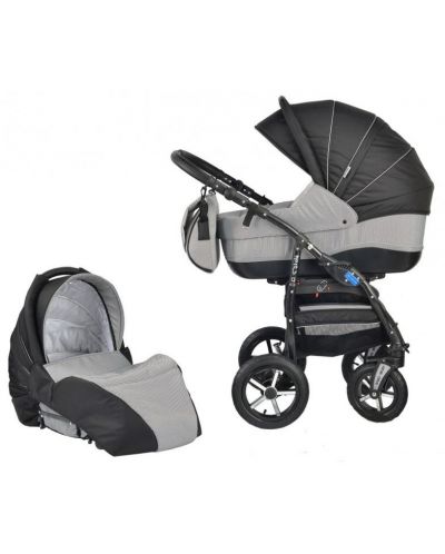 Детска количка 2 в 1 Baby Merc - Zipy, черно и сиво - 1
