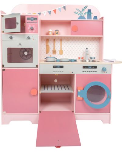 Детска кухня за игра Small Foot - розова, с аксесоари - 3