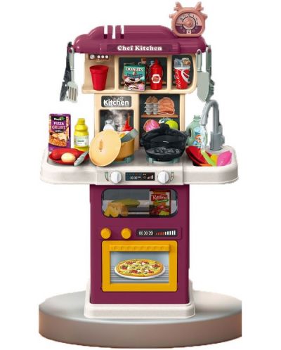 Детска кухня Felyx Toys - Little Chef, с пара и течаща вода, 64 части - 1
