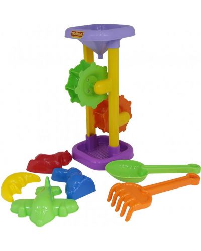Детски плажен комплект Polesie Toys - Мелница, 7 части, асортимент - 1